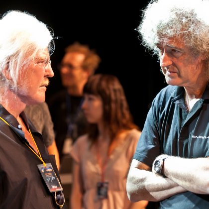 Edgar Froese with Brian May (Queen) in 2011 © Bianca Froese-Acquaye/Eastgate