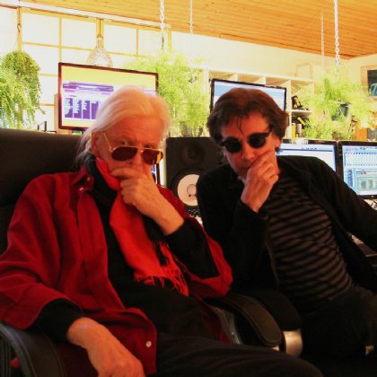Edgar Froese with Jean-Michel Jarre at Edgar's studio in 2014 © Bianca Froese-Acquaye/Eastgate