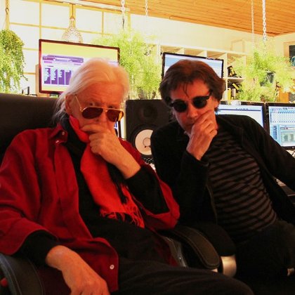 Edgar Froese with Jean-Michel Jarre at Edgar's studio in 2014 © Bianca Froese-Acquaye