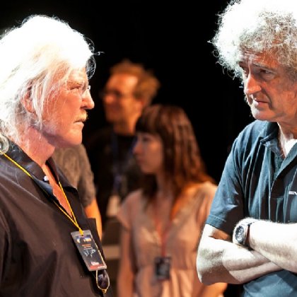Edgar Froese with Brian May from Queen in 2012 © Bianca Froese-Acquaye