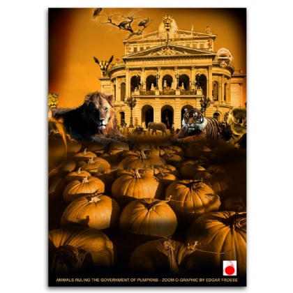 Animals Ruling The Government Of Pumpkins Poster
